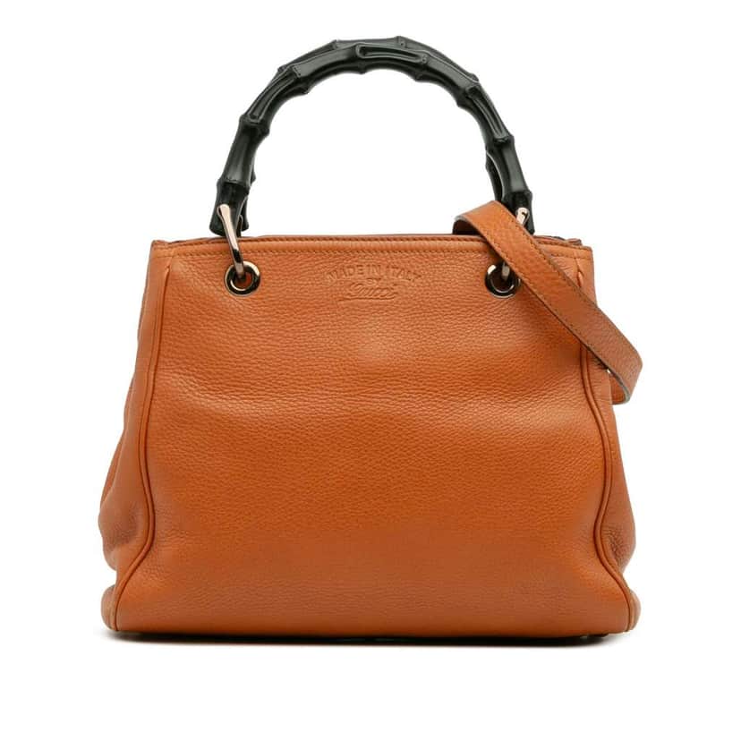 Gucci Small Calfskin Bamboo Shopper Satchel Orange Leather Good condition - Front View