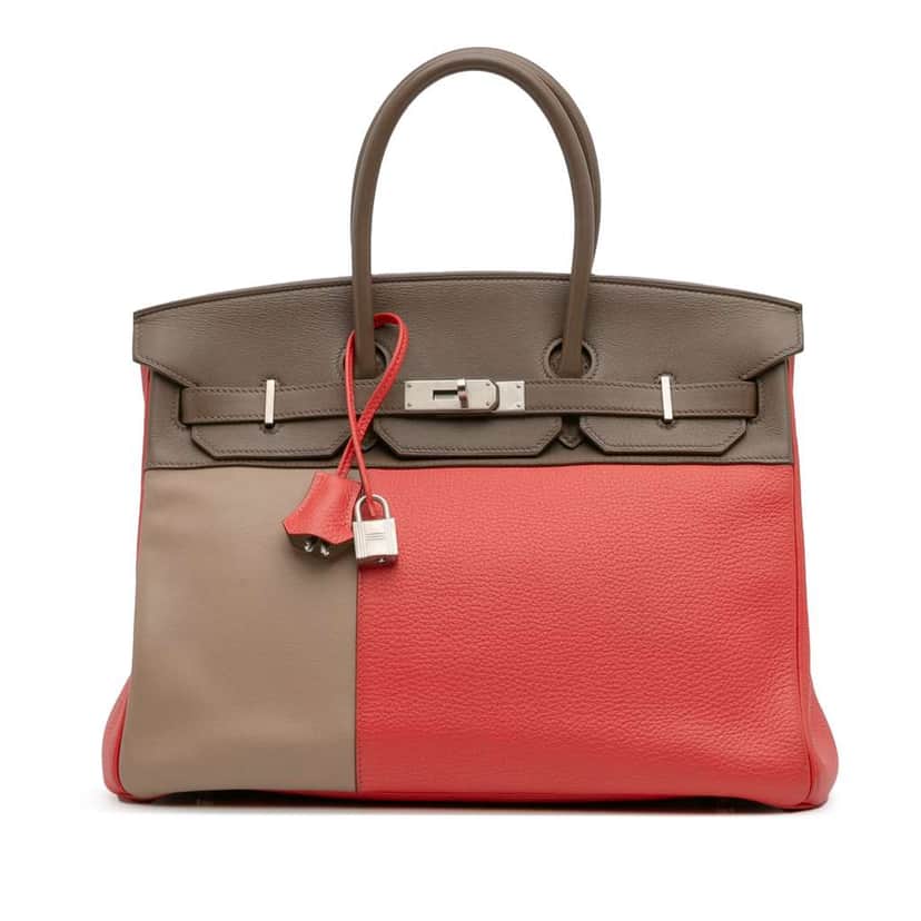 Hermès Tricolor Clemence and Swift Birkin Cascade Retourne 35 Pink Leather Fair condition - Front View