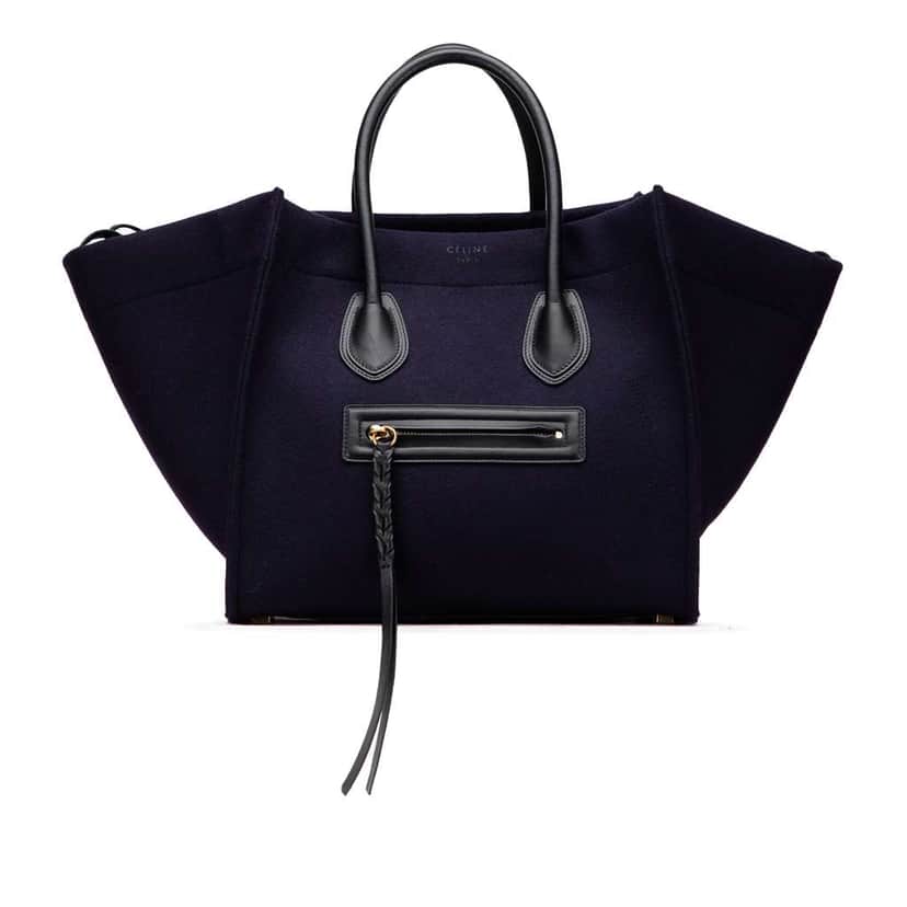 Celine Medium Felt Phantom Luggage Tote Blue Wool Good condition - Front View