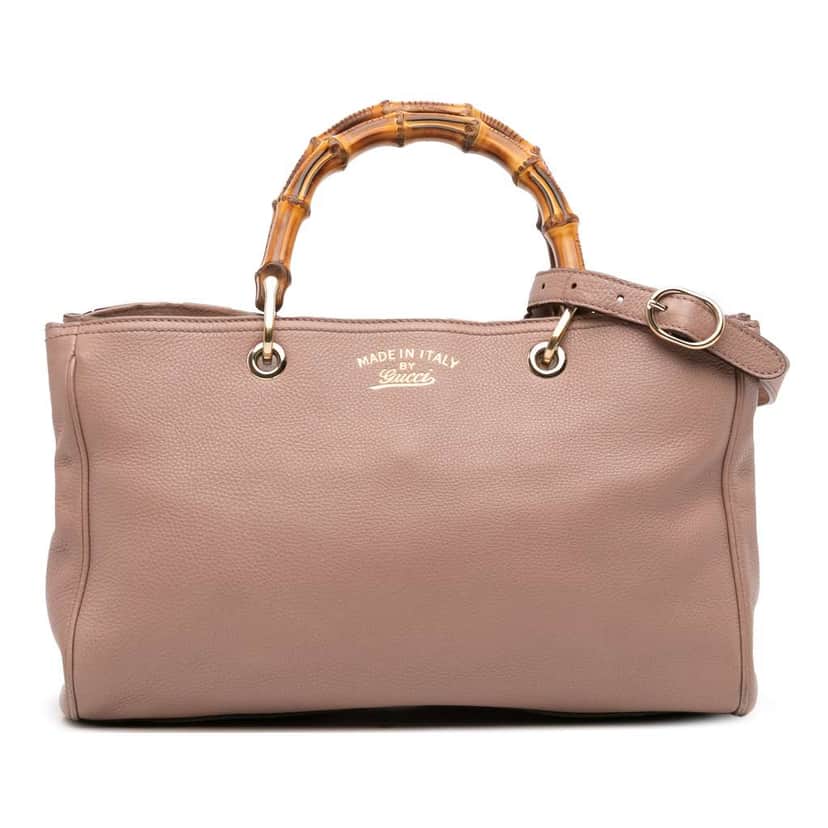 Gucci Medium Calfskin Bamboo Shopper Satchel Pink Leather Good condition - Front View