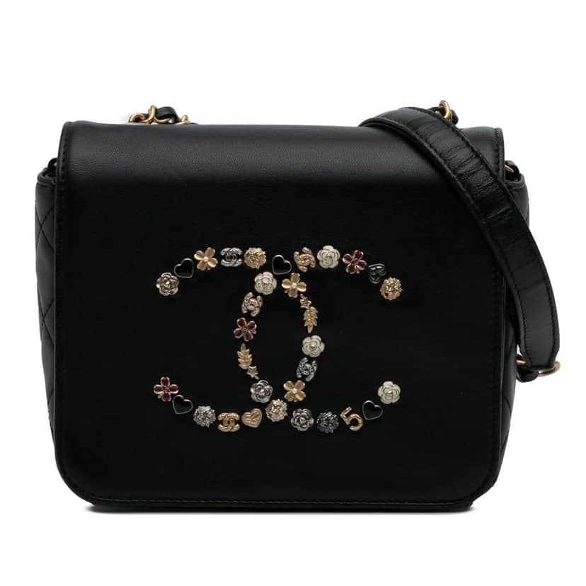 Chanel Lambskin Lucky Charms Flap Crossbody Black Leather Good condition - Front View