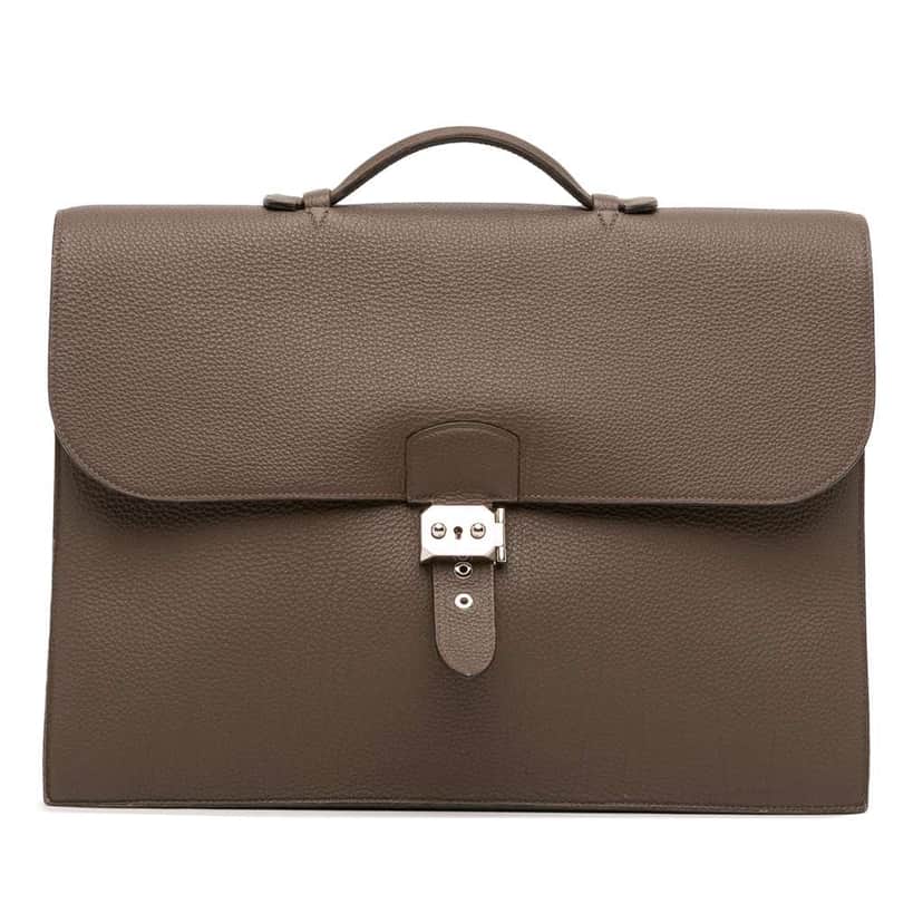 Hermès Togo Sac a Depeches 41 Brown Leather Fair condition - Front View