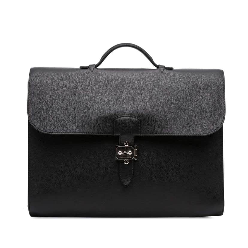 Hermès Togo Sac A Depeches 38 Black Leather Good condition - Front View