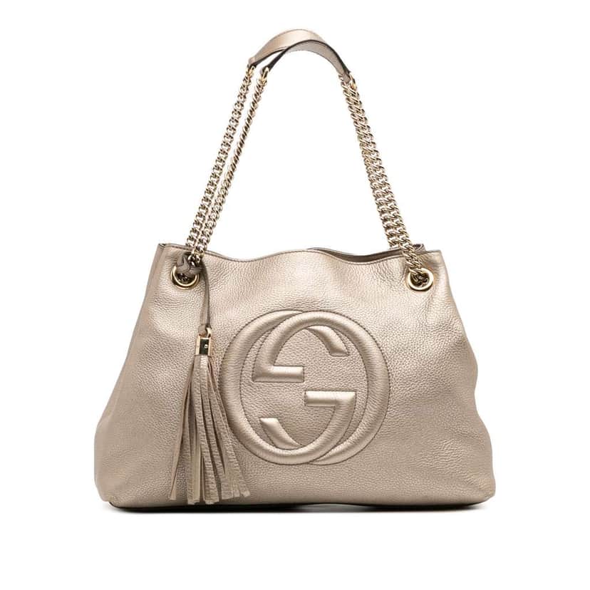 Gucci Medium Leather Soho Chain Tote Gold Leather Good condition - Front View