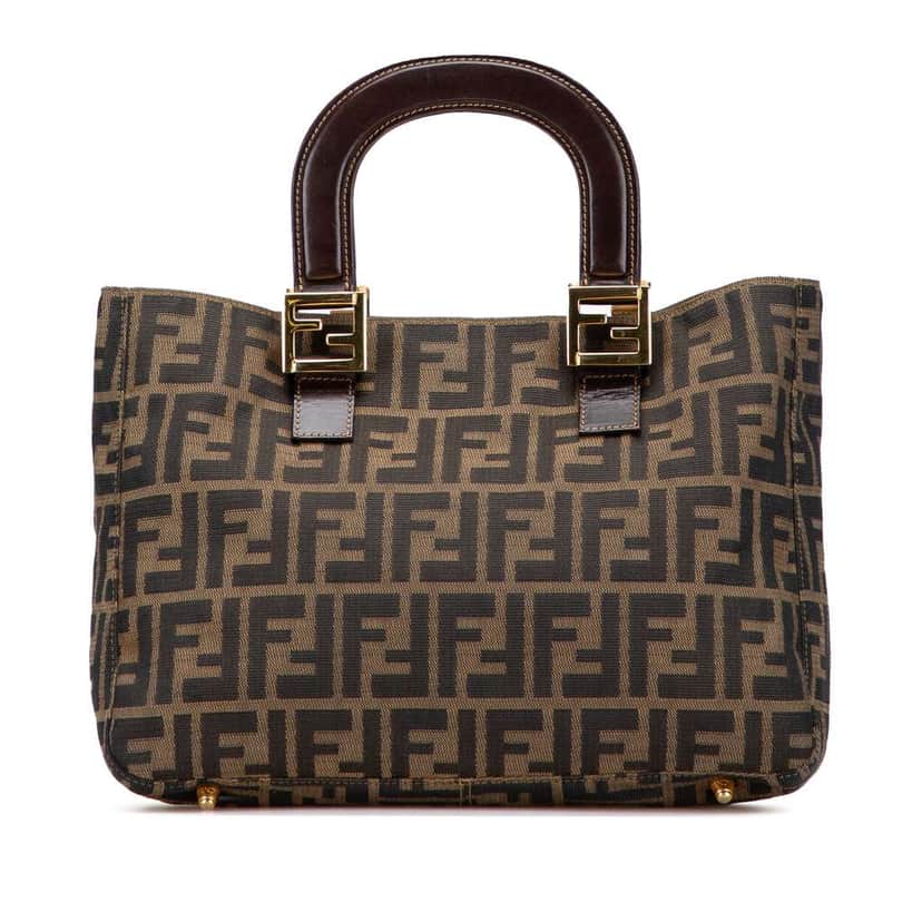 Fendi Small Zucca Canvas Twins Tote Brown Canvas Good condition - Front View