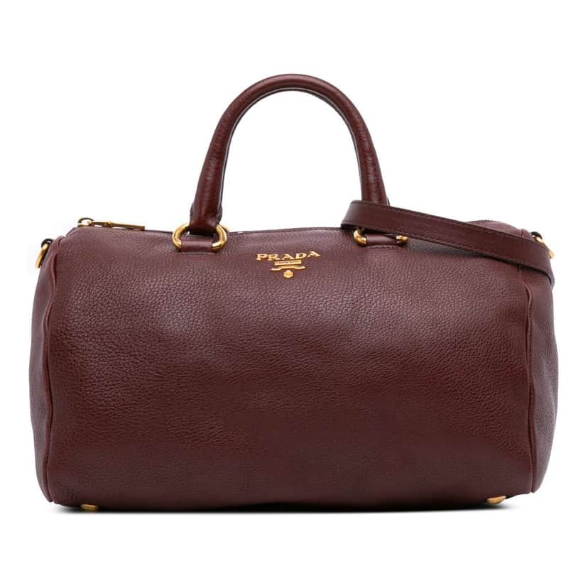 Prada Vitello Daino Zip Top Satchel Red Leather Good condition - Front View