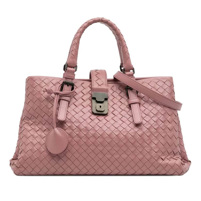 Bottega Veneta Small Nappa Intrecciato Roma Satchel Pink Leather Good condition - Front View