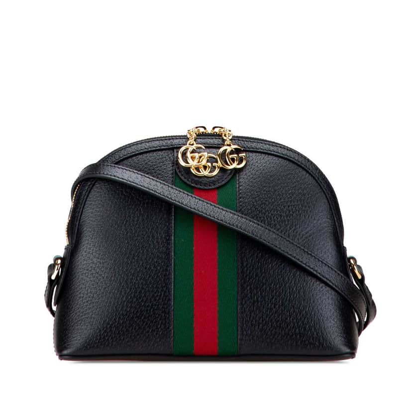 Gucci Small Calfskin Ophidia Dome Crossbody Black Leather Good condition - Front View