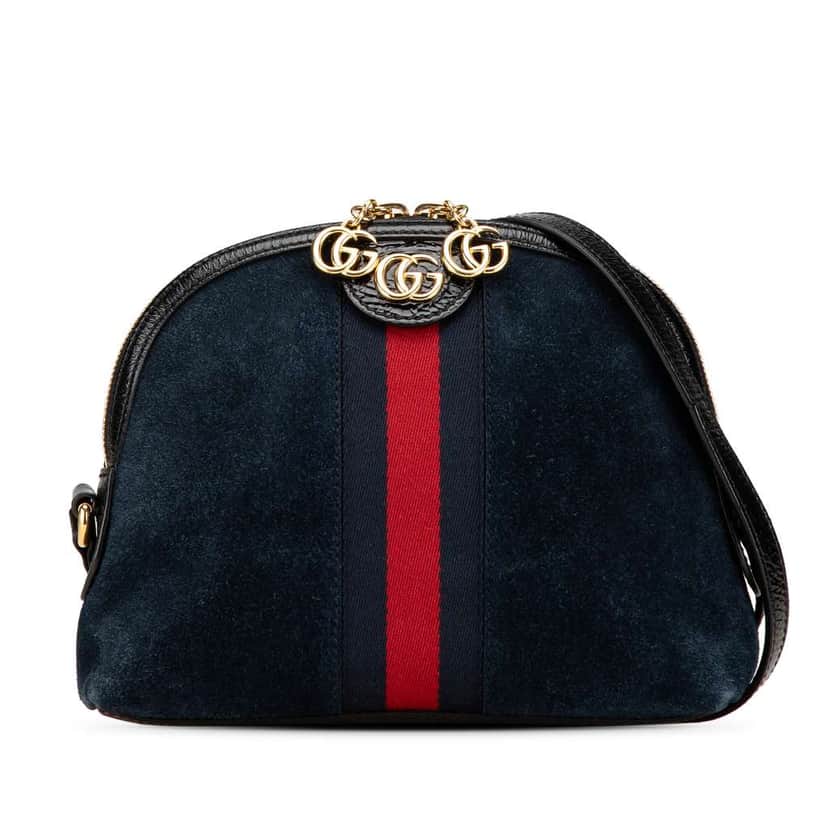 Gucci Small Ophidia Suede Dome Crossbody Blue Leather Good condition - Front View