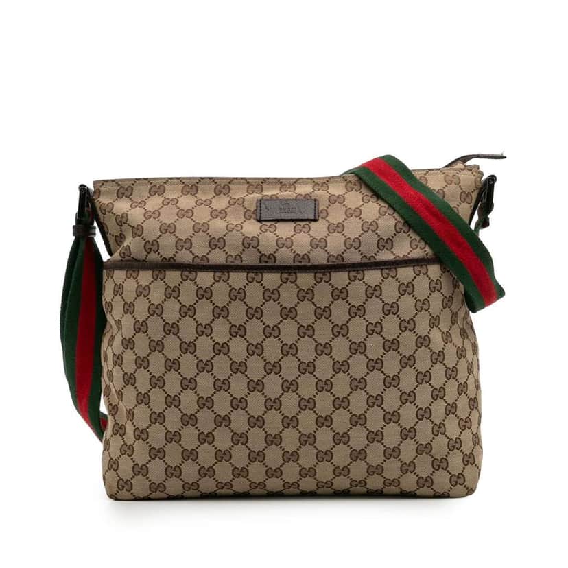 Gucci GG Canvas Web Crossbody Brown Canvas Good condition - Front View