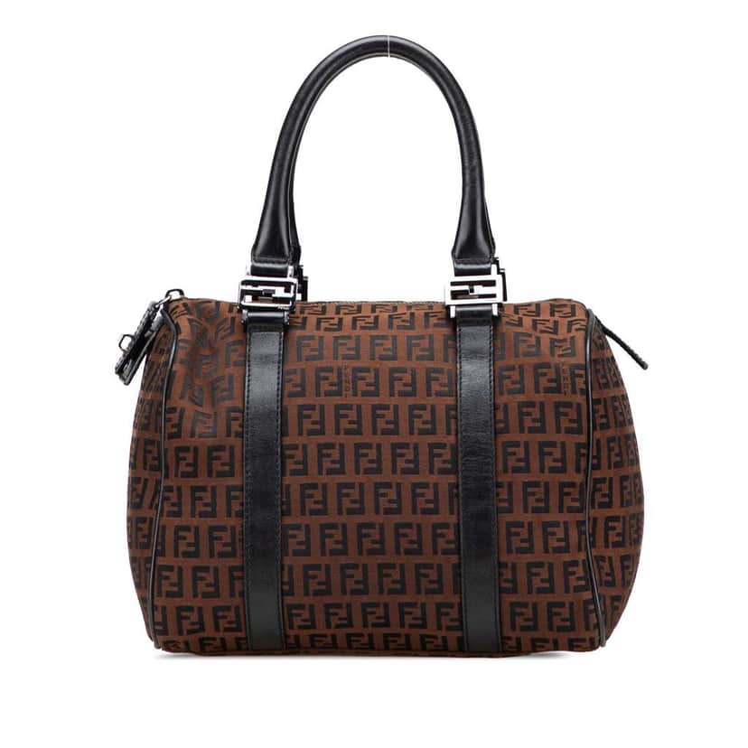 Fendi Zucchino Canvas Boston Bag Brown Canvas Good condition - Front View