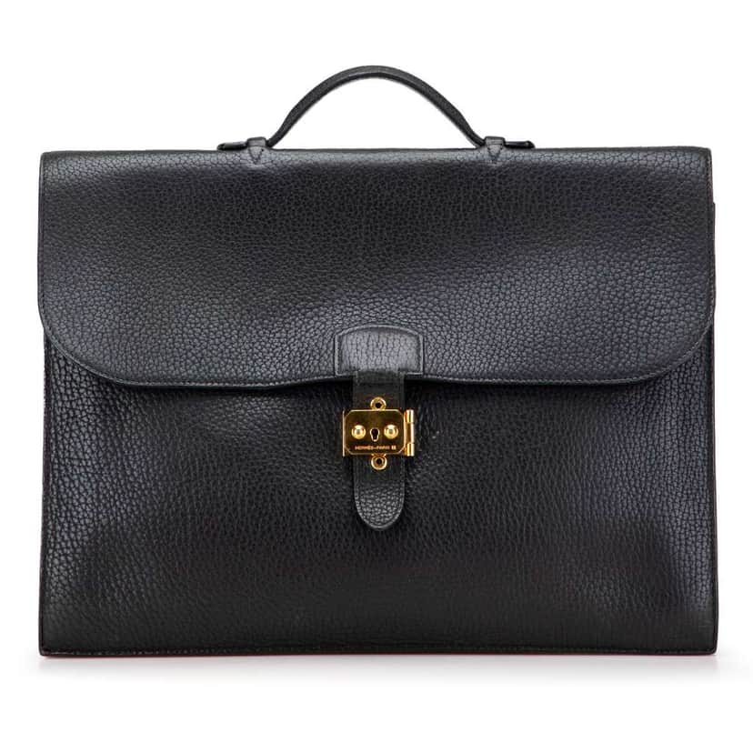 Hermès Togo Sac a Depeches 41 Black Leather Good condition - Front View