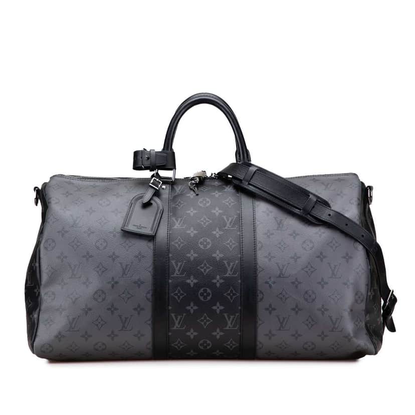Louis Vuitton Monogram Eclipse Reverse Keepall Bandouliere 50 Grey Good condition - Front View