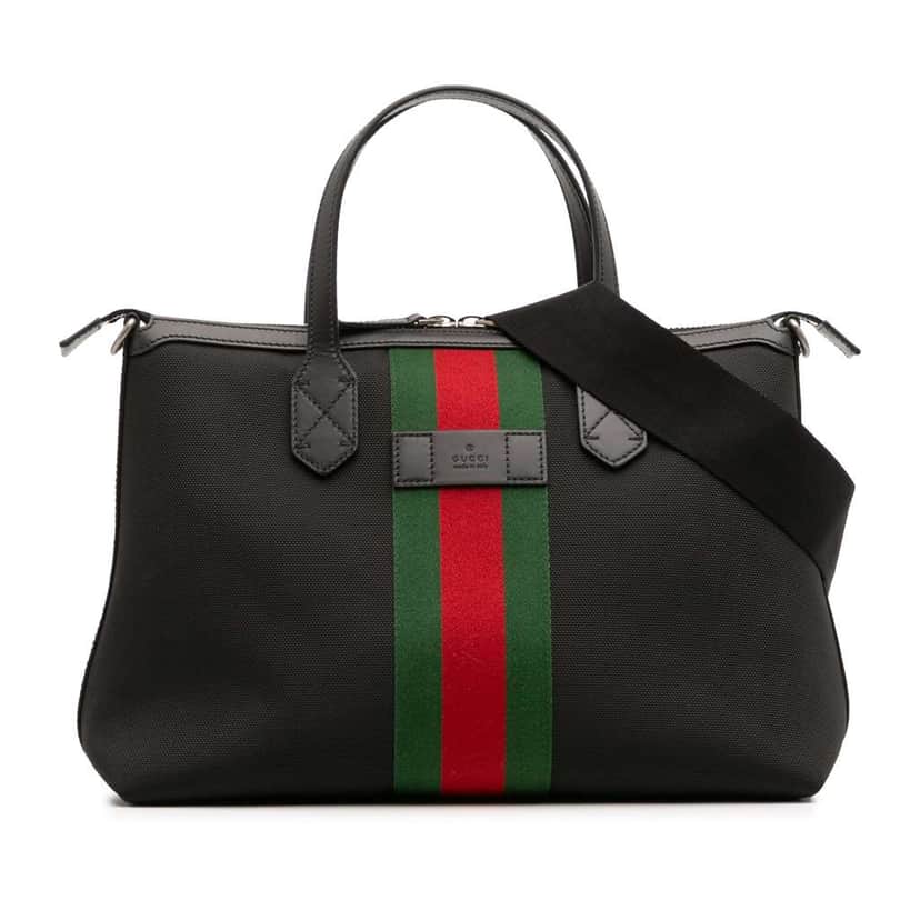 Gucci Techno Canvas Web Satchel Black Canvas Good condition - Front View