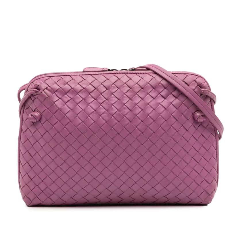 Bottega Veneta Nappa Intrecciato Nodini Crossbody Pink Leather Good condition - Front View