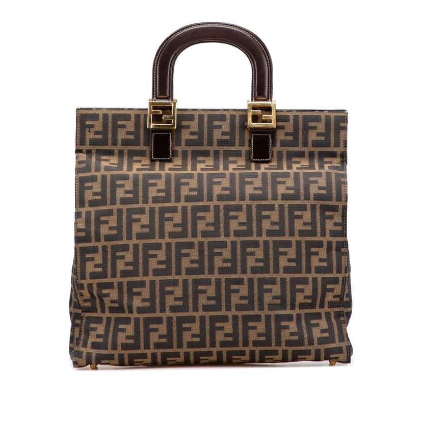 Fendi Zucca Canvas Twins Tote Brown Canvas Good condition - Front View