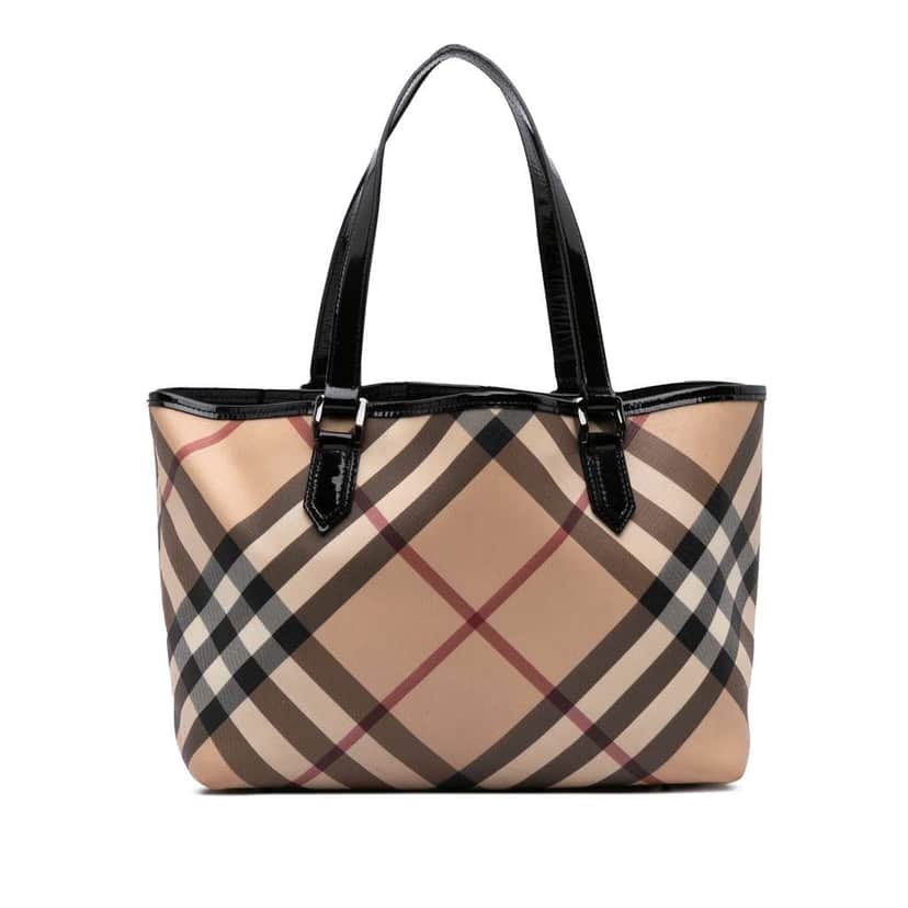 Burberry Supernova Check Coated Canvas Tote Brown Canvas Good condition - Front View