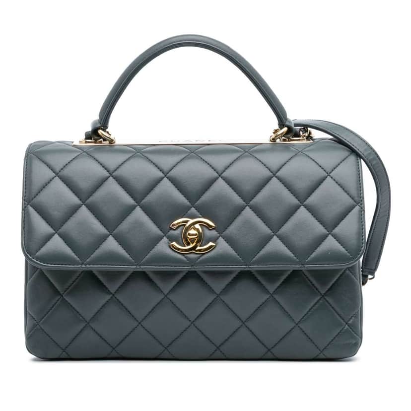 Chanel Medium Lambskin Trendy CC Top Handle Bag Grey Leather Good condition - Front View