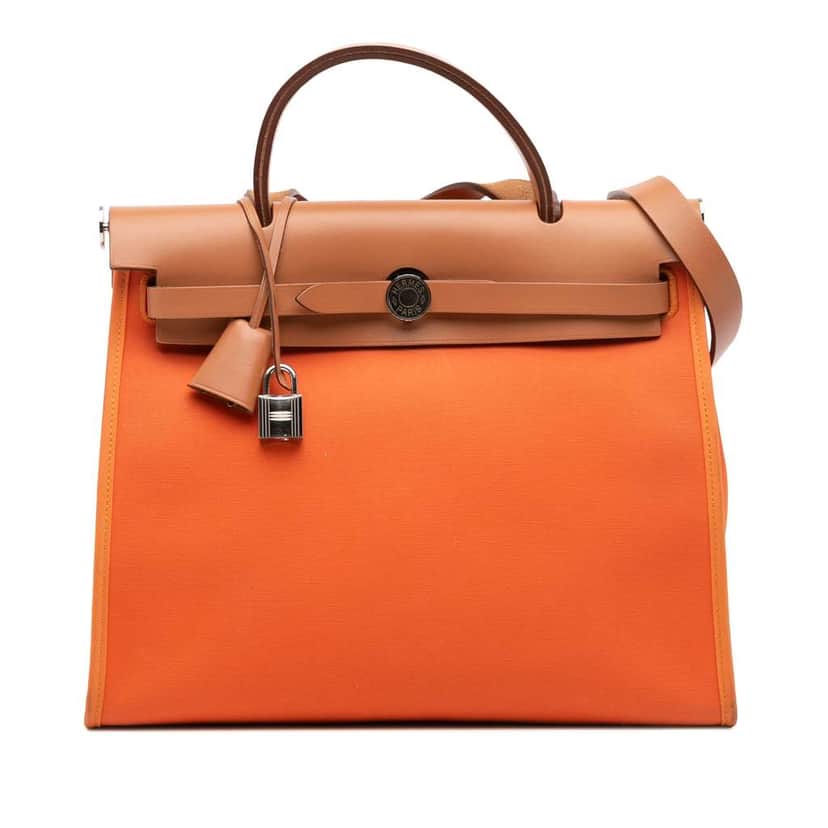 Hermès Toile Herbag Zip 31 Orange Canvas Good condition - Front View