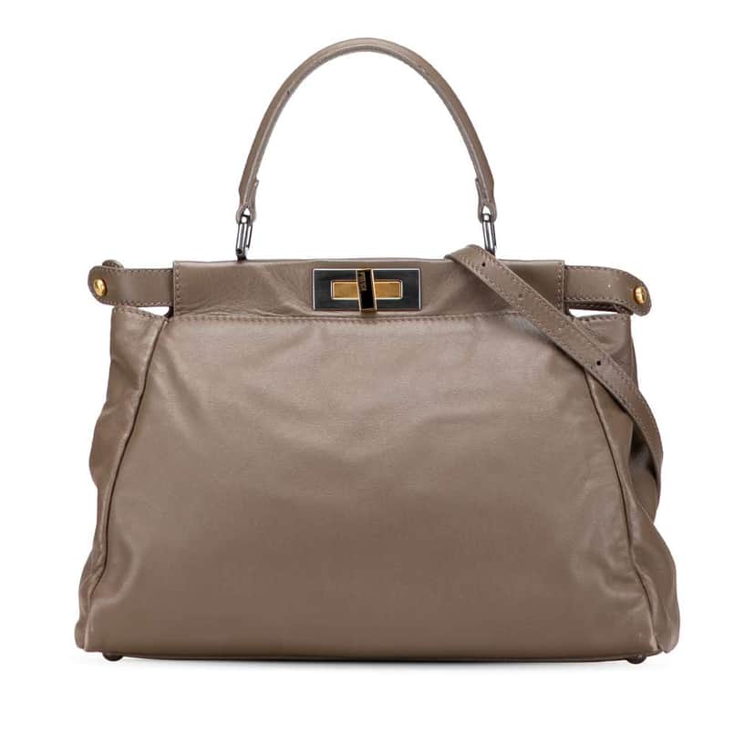 Fendi Medium Calfskin Peekaboo Iconic Satchel Brown Leather Good condition - Front View