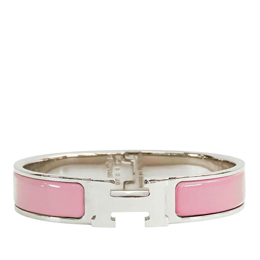 Hermès Narrow Enamel Clic H Bracelet PM Pink Good condition - Front View