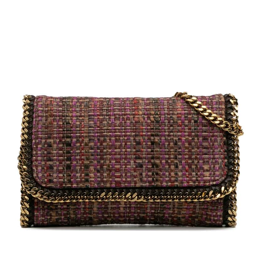 Stella Mccartney Boucle Tweed Falabella Shoulder Bag Pink Tweed Good condition - Front View