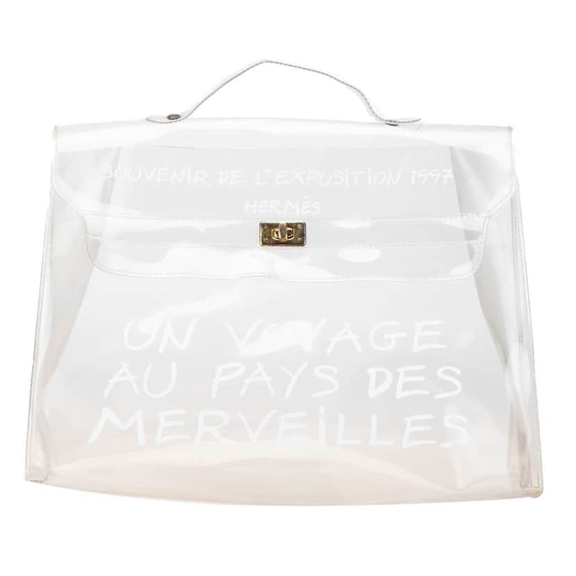 Hermès Vinyl Souvenir De L Exposition Kelly Handbag White Good condition - Front View