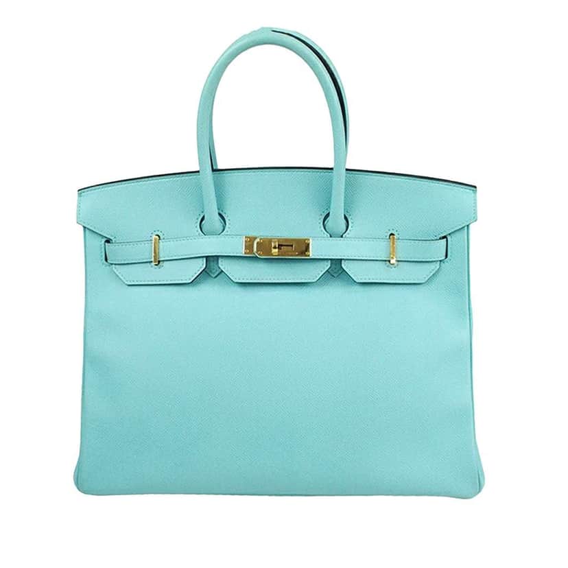 Hermès Epsom Birkin Retourne 35 Blue Leather Good condition - Front View