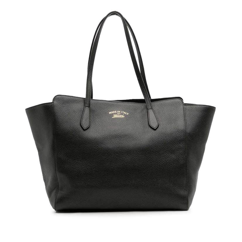 Gucci Medium Leather Swing Tote Black Leather Good condition - Front View