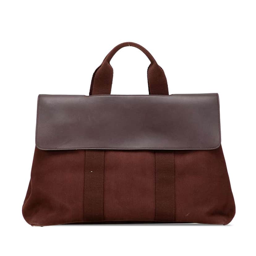 Hermès Toile and Swift Valparaiso MM Brown Canvas Good condition - Front View