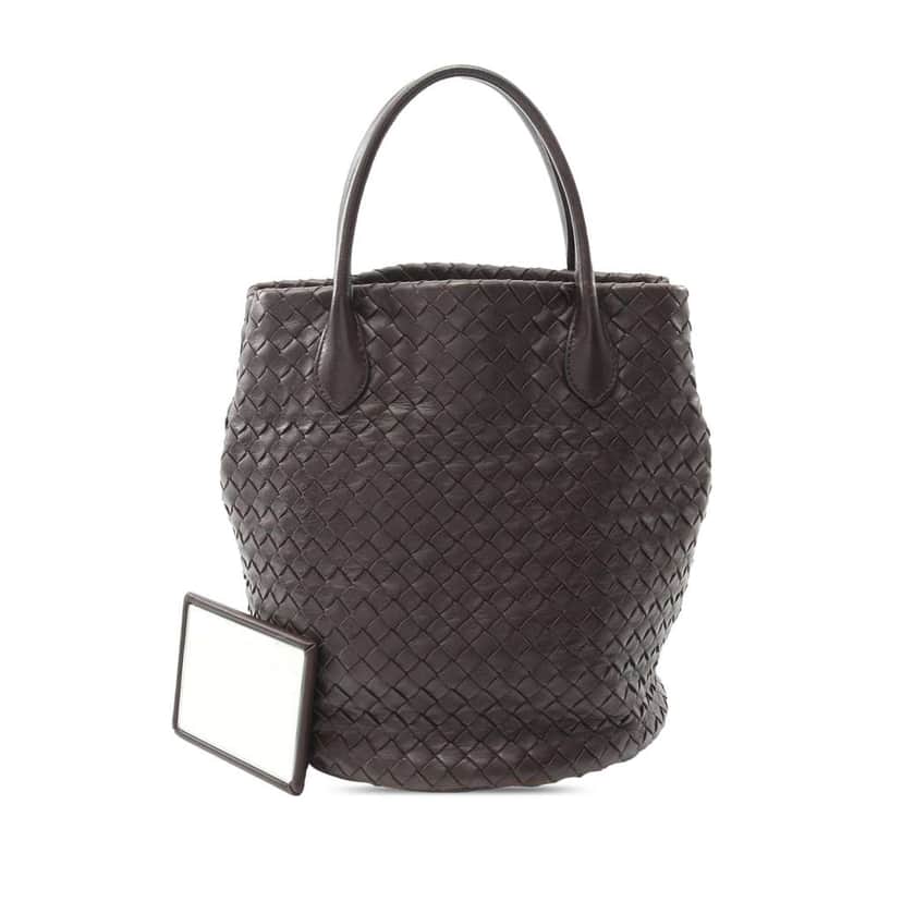 Bottega Veneta Nappa Intrecciato Bucket Bag Brown Leather Good condition - Front View