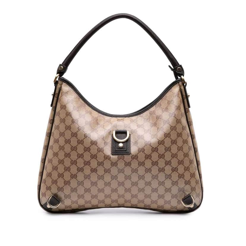 Gucci GG Crystal Abbey D-Ring Shoulder Bag Brown Canvas Good condition - Front View