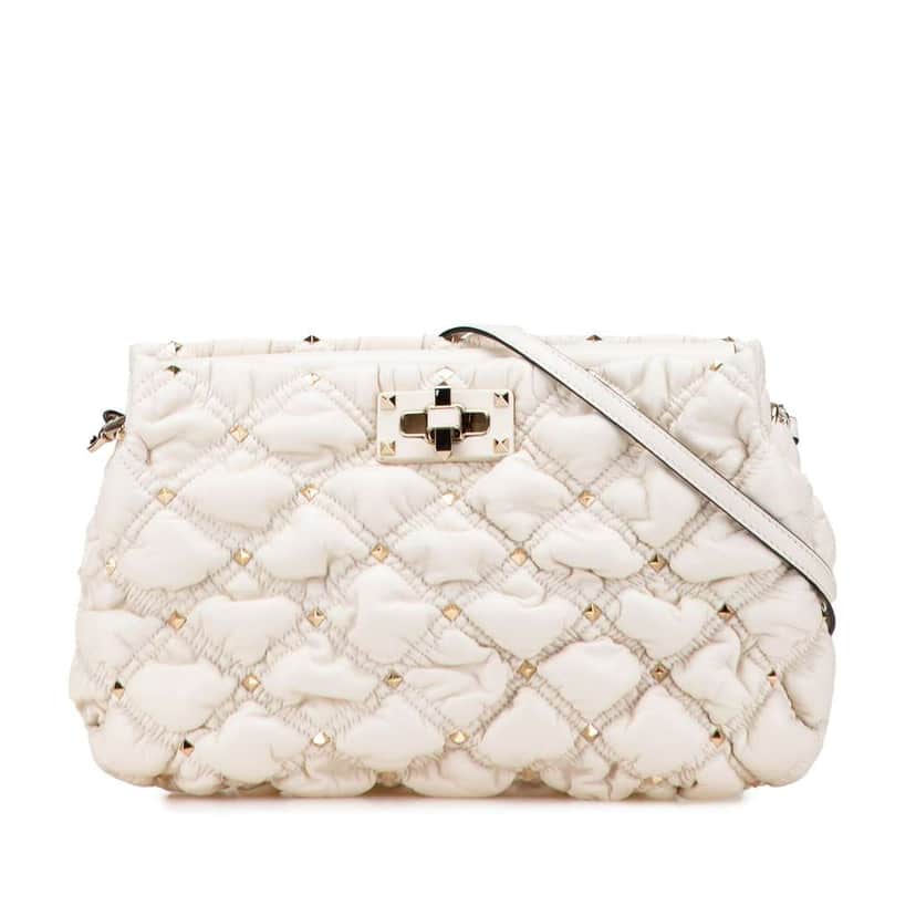 Valentino Nappa SpikeMe Clutch White Leather Good condition - Front View