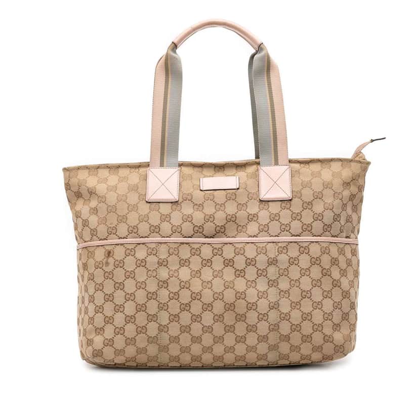 Gucci GG Canvas Web Tote Brown Canvas Good condition - Front View