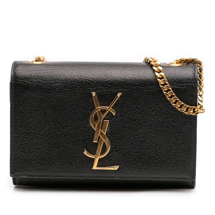 Saint Laurent Small Leather Monogram Kate Crossbody Black Leather Good condition - Front View
