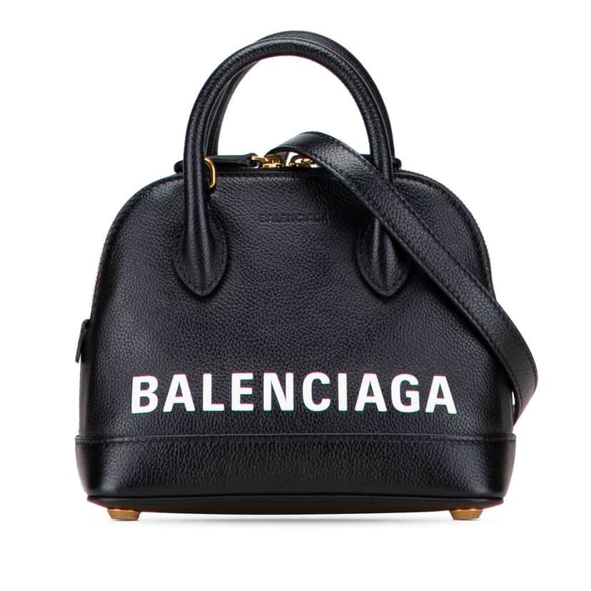 Balenciaga XXS Calfskin Ville Top Handle Bag Black Leather Good condition - Front View