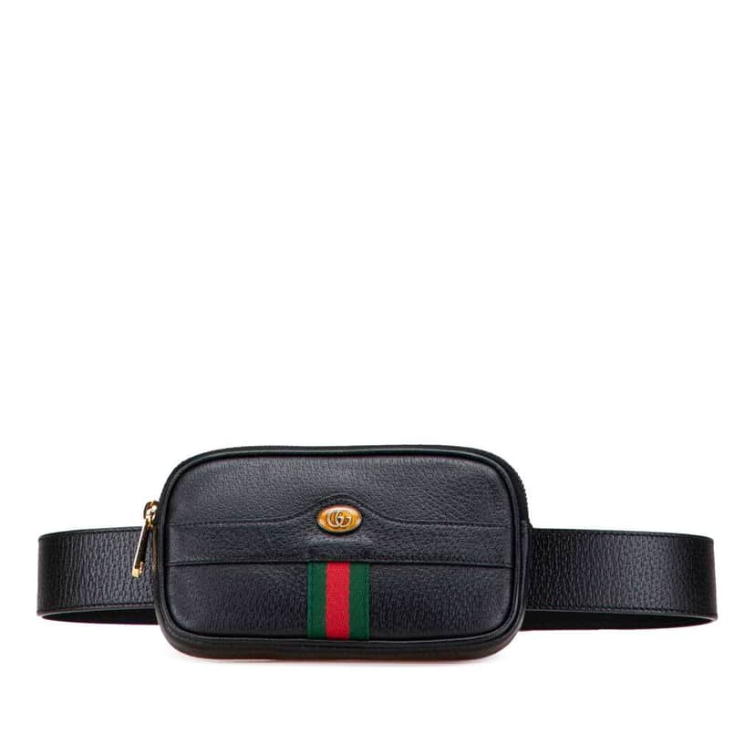 Gucci Small Leather Ophidia Belt Bag Black Leather Good condition - Front View