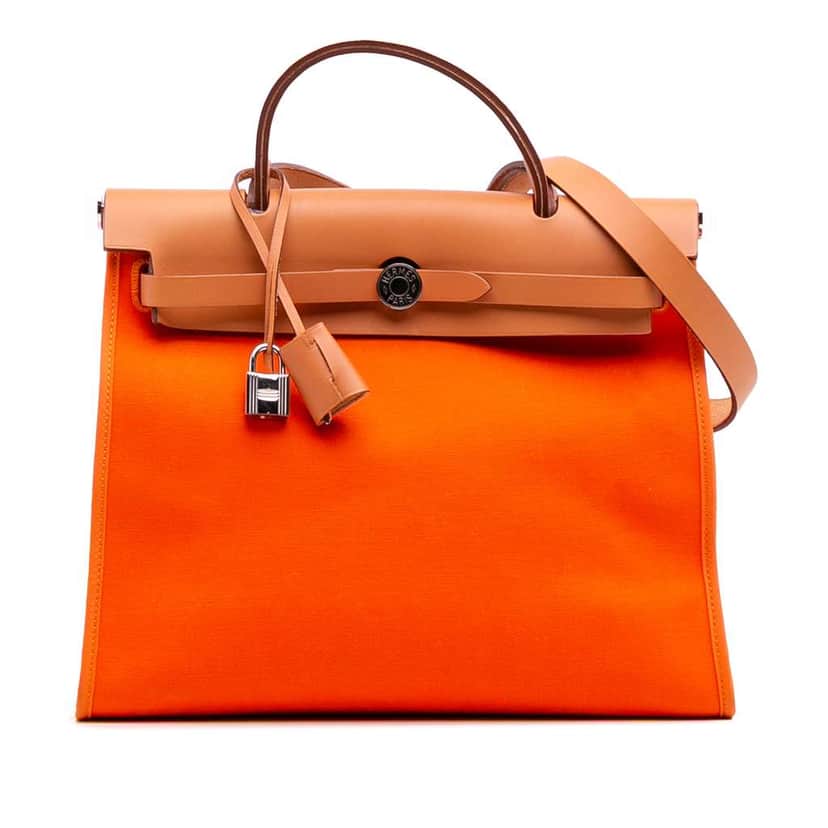 Hermès Toile Herbag Zip 31 Orange Canvas Good condition - Front View