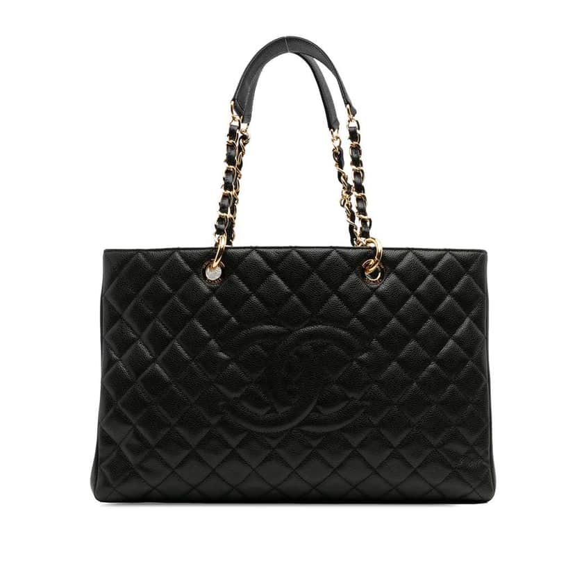 Chanel Caviar Grand Shopping Tote XL Black Leather Good condition - Front View