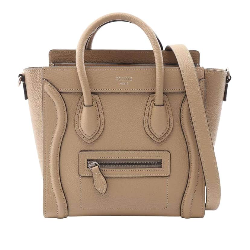 Celine Nano Leather Luggage Tote Brown Leather Good condition - Front View