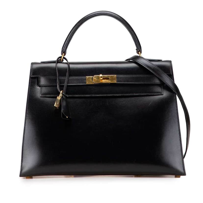 Hermès Box Calf Kelly Sellier 32 Black Leather Good condition - Front View