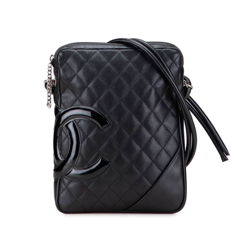 Chanel Lambskin Cambon Ligne Crossbody Black Leather Good condition - Front View