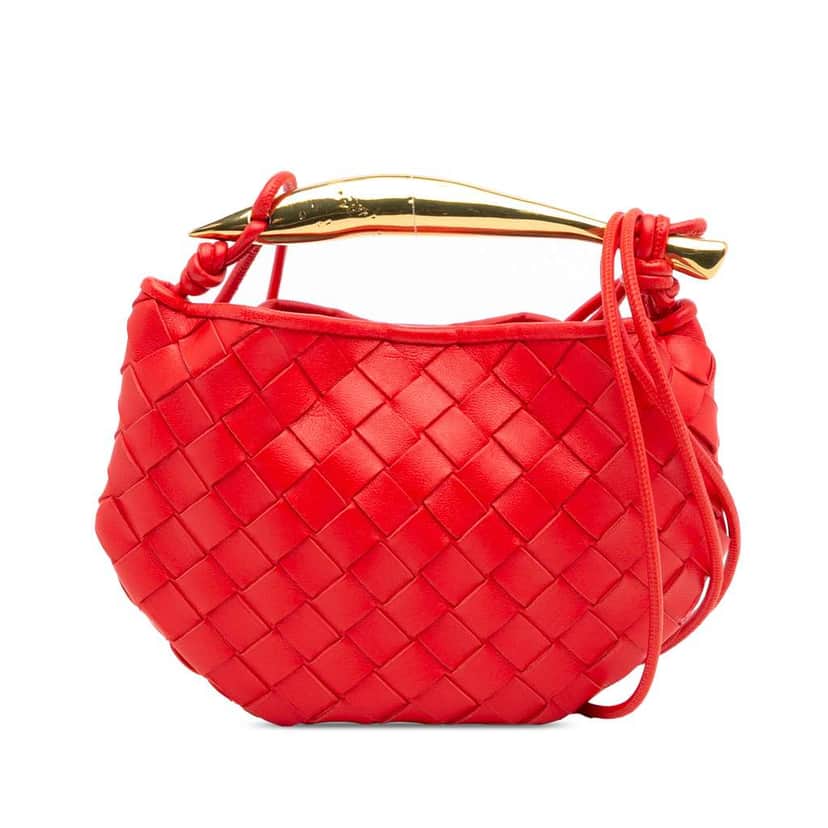 Bottega Veneta Baby Lambskin Intrecciato Sardine Red Leather Very good condition - Front View