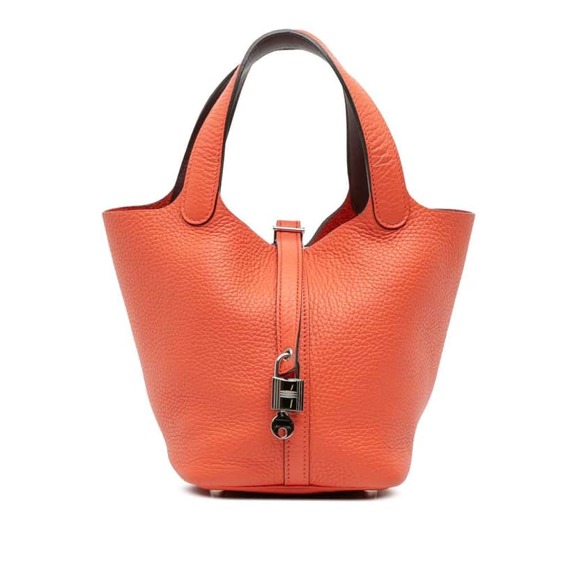 Hermès Clemence Picotin Lock 18 Orange Leather Good condition - Front View