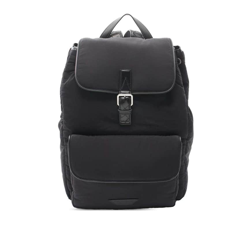 Bottega Veneta Intrecciato Trimmed Nylon Crossroad Backpack Black Very good condition - Front View