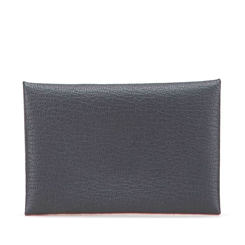 Hermès Chevre Mysore Calvi Duo Compact Verso Card Holder Grey Leather Good condition - Front View
