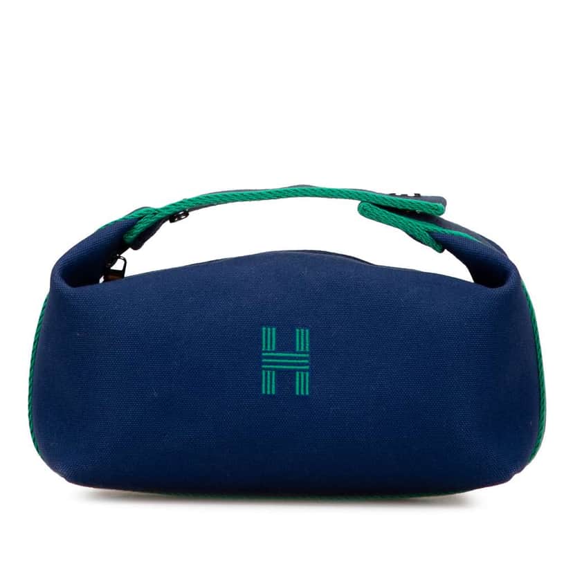 Hermès Small Canvas Bride A Brac Case Blue Canvas Good condition - Front View