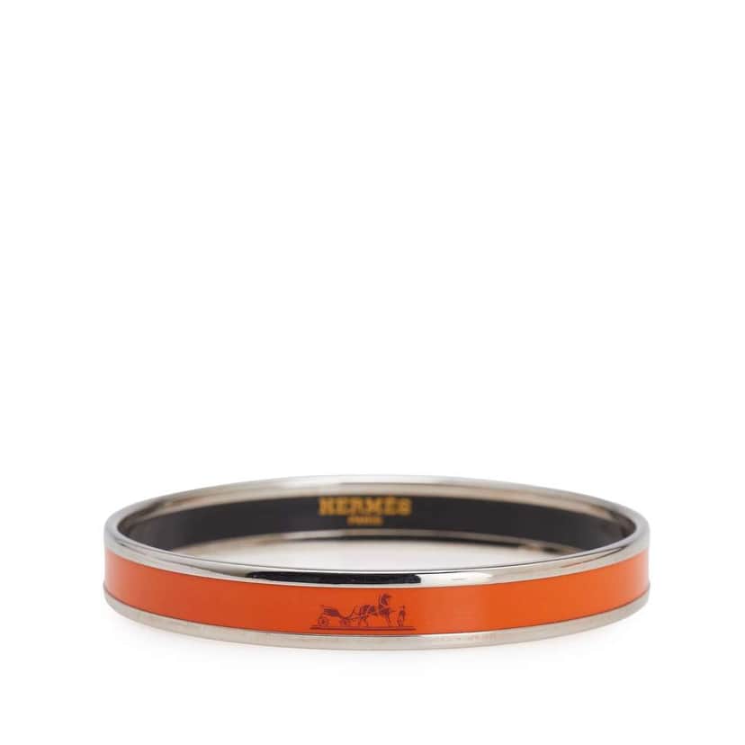 Hermès Narrow Caleche Enamel Bangle 62 Orange Good condition - Front View