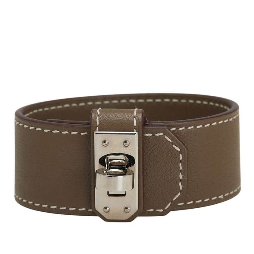 Hermès Small Chevre Chamkila Kelly Twist Bracelet Brown Leather Good condition - Front View