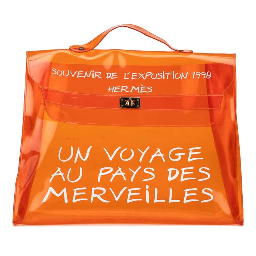 Hermès Vinyl Souvenir De L Exposition Kelly Handbag Orange Good condition - Front View